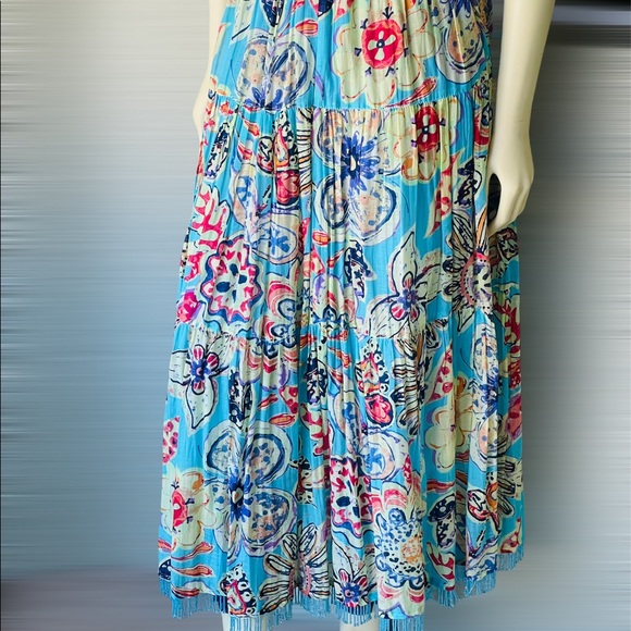 F.L Malik Skirt Long Beaded Hem Silk Blend Skirt - Picture 2 of 8